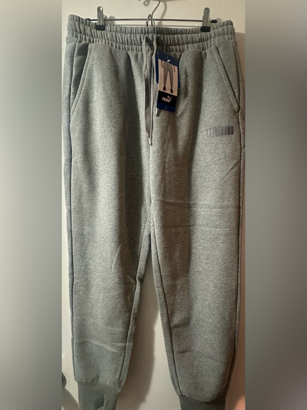 Puma Men's Light Gray Fleece Jogger Sweatpants